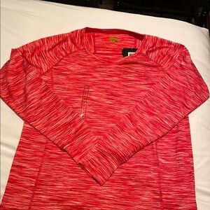 Vibrant Red Long Sleeve Tee with Heathered Texture